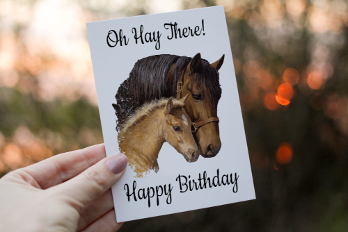 Horse Birthday Card, Horse & Foal Birthday Card, Horse Card - Click Image to Close